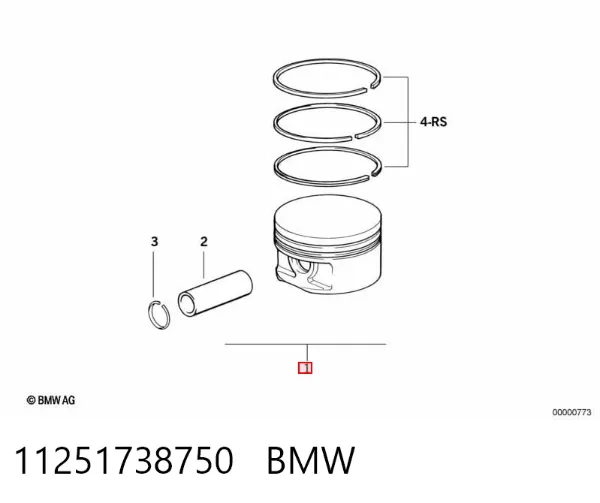 Поршень на 1 цилиндр, 2-й ремонт 11251738750 BMW