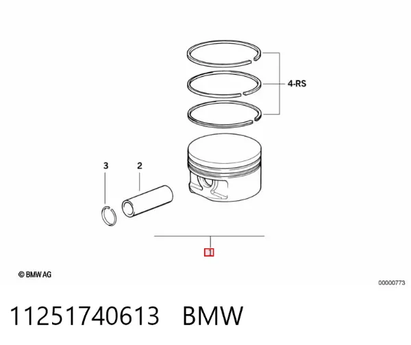 Поршень на 1 цилиндр, 2-й ремонт 11251740613 BMW