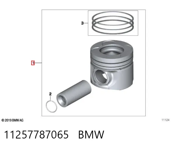 Поршень в комплекте на 1 цилиндр, 1-й ремонт (+0,25) 11257787065 BMW