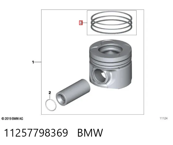Комплект поршневых колец на 1 цилиндр, стандарт 11257798369 BMW