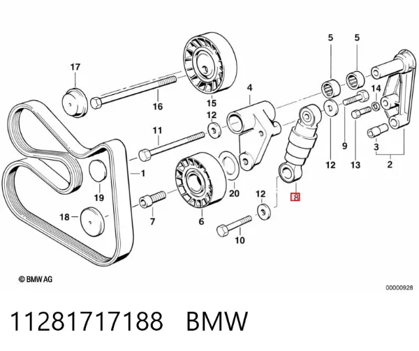 Натяжитель приводного ремня 11281717188 BMW