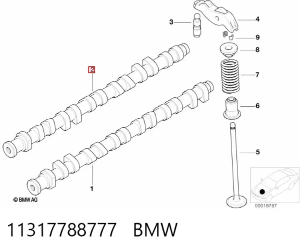 Выпускной распредвал двигателя 11317788777 BMW
