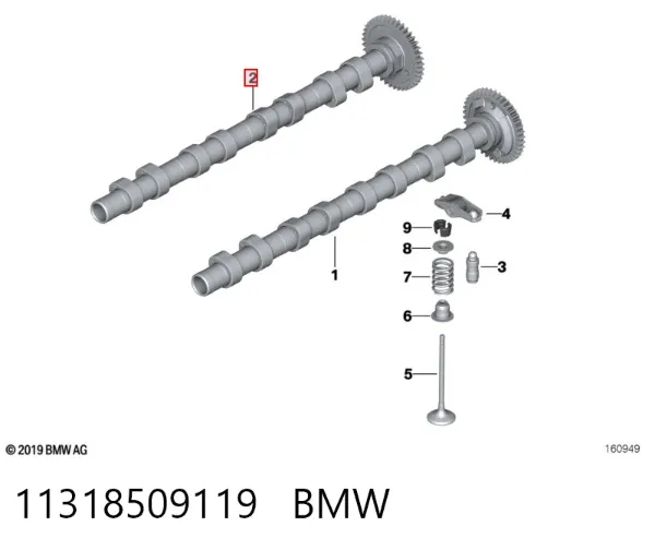 Выпускной распредвал двигателя 11318509119 BMW