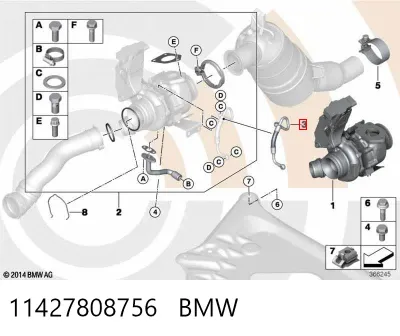 Трубка (шланг) отвода масла от турбины BMW 11427808756