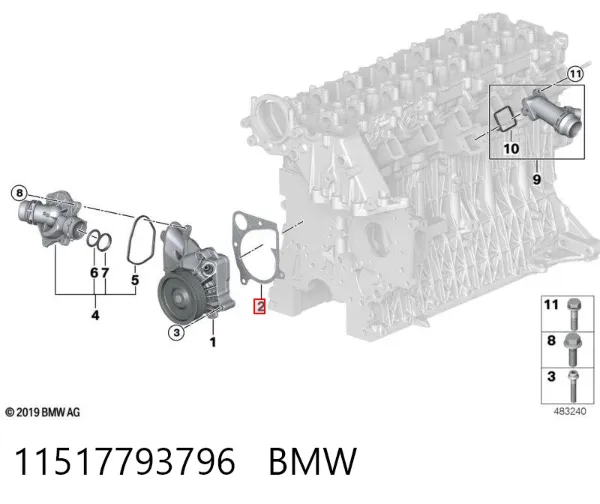 Прокладка водяной помпы 11517793796 BMW