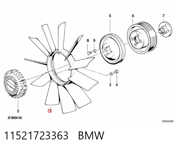 Крыльчатка радиатора охлаждения 11521723363 BMW