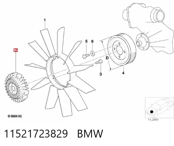 Вискомуфта вентилятора 11521723829 BMW