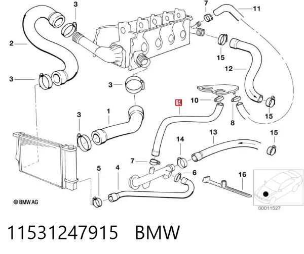 Патрубок системы охлаждения 11531247915 BMW