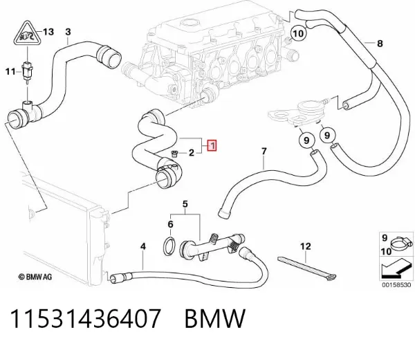 Патрубок радиатора 11531436407 BMW