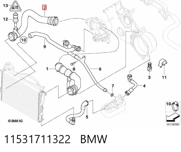 Нижний шлаг радиатора охлаждения 11531711322 BMW