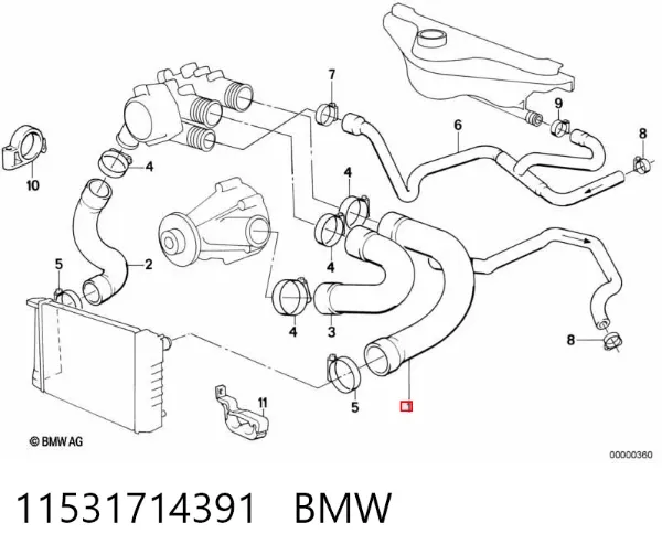 Патрубок радиатора 11531714391 BMW