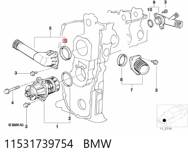 Прокладка корпуса термостата 11531739754 BMW