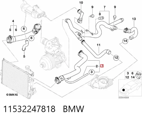 Патрубок радиатора 11532247818 BMW