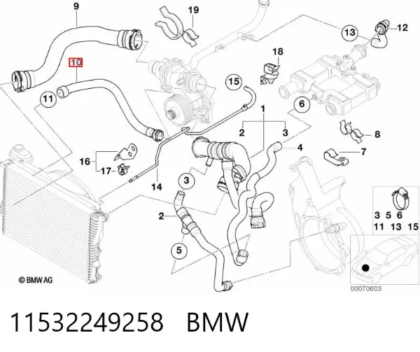 Патрубок радиатора 11532249258 BMW