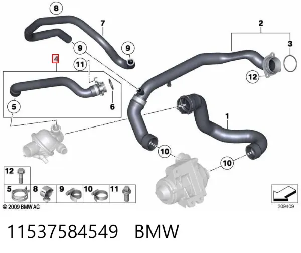 Патрубок термостата 11537584549 BMW
