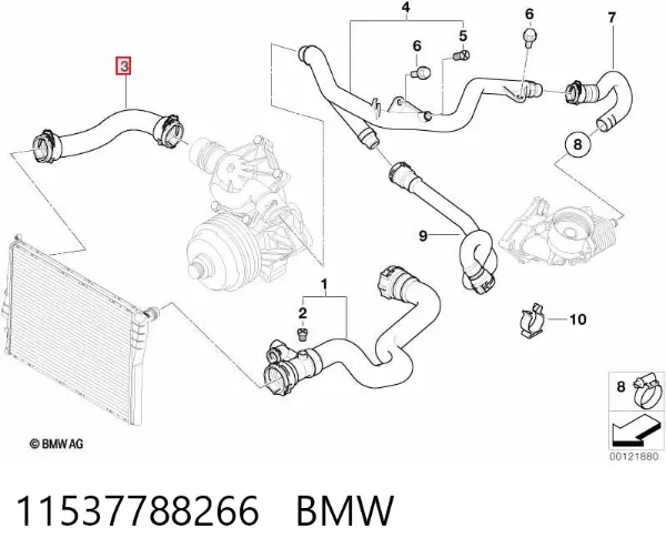 Нижний шлаг радиатора охлаждения 11537788266 BMW