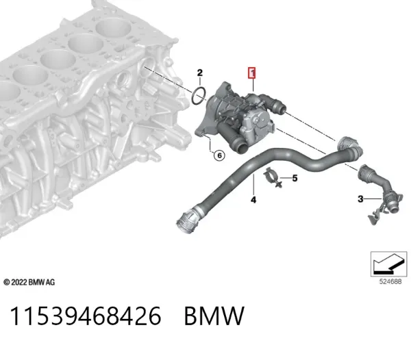 Корпус термостата 11539468426 BMW