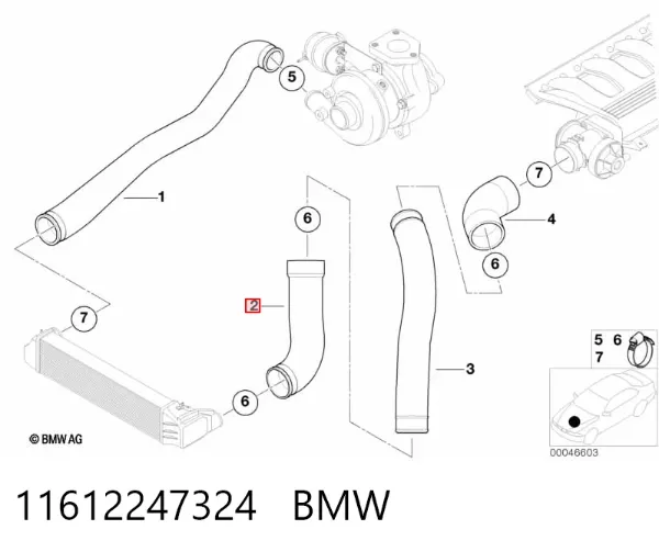 Патрубок интеркулера 11612247324 BMW
