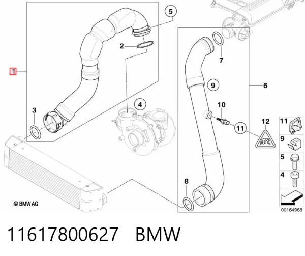 Патрубок интеркулера 11617800627 BMW