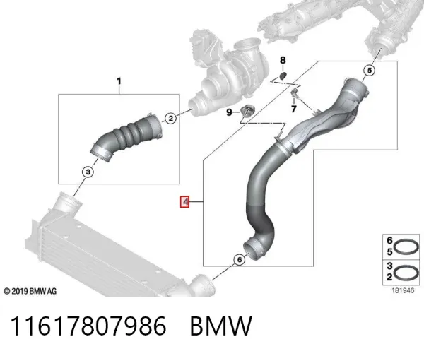 Патрубок интеркулера 11617807986 BMW