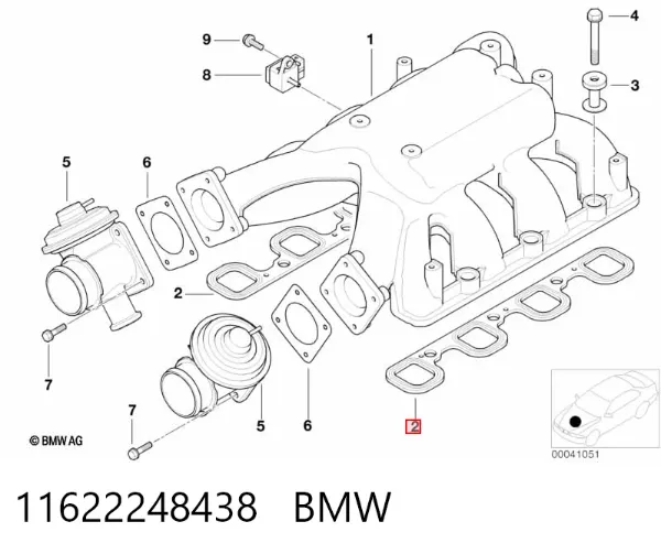 Прокладка впускного коллектора 11622248438 BMW