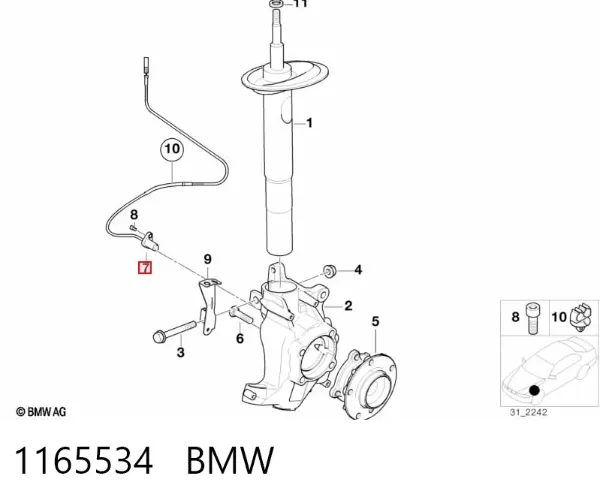 Датчик АБС передний 1165534 BMW