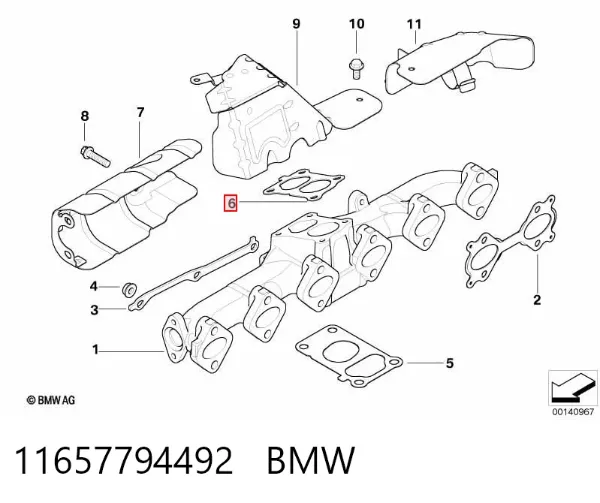 Прокладка выпускного коллектора верхняя 11657794492 BMW