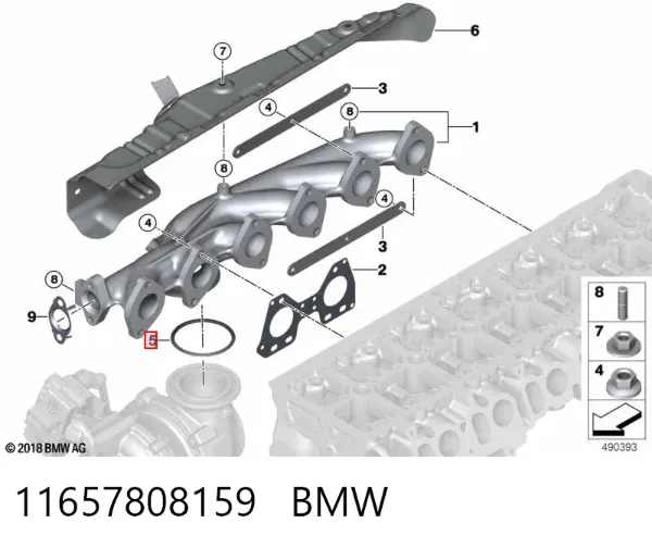 Прокладка турбины выхлопных газов, впуск 11657808159 BMW