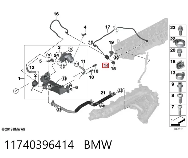 Клапан соленоид регулирования заслонки EGR 11740396414 BMW