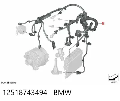 Жгут проводов моторного отсека BMW 12518743494