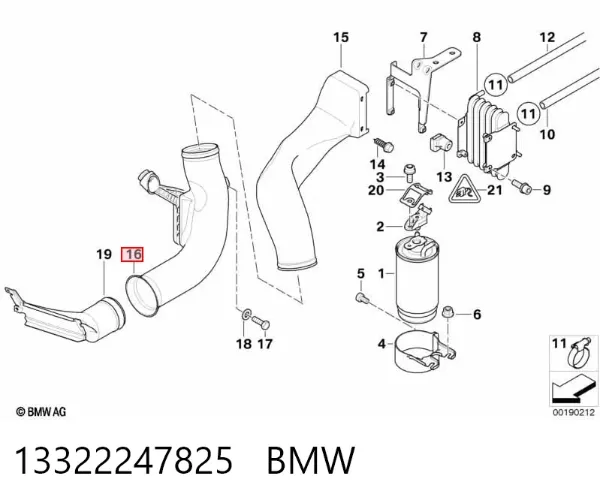 Патрубок расходомера воздуха 13322247825 BMW