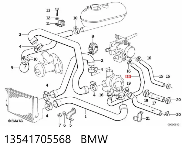 Патрубок радиатора 13541705568 BMW