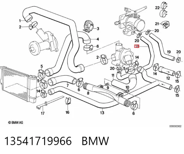 Патрубок термостата 13541719966 BMW