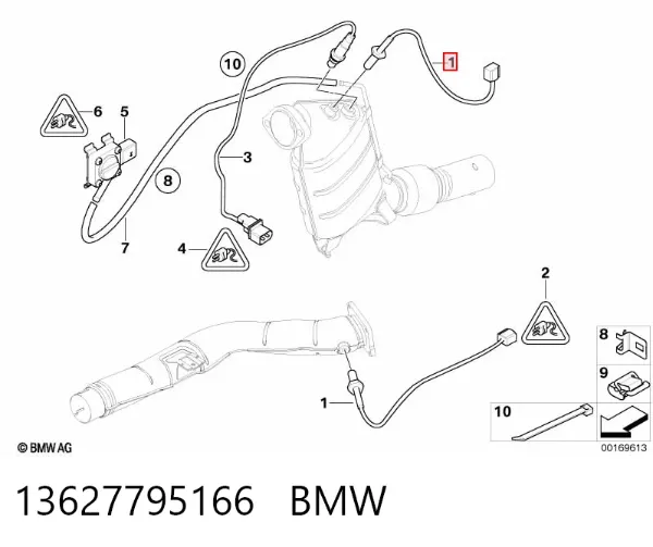Датчик температуры отработавших газов (ОГ), до катализатора 13627795166 BMW