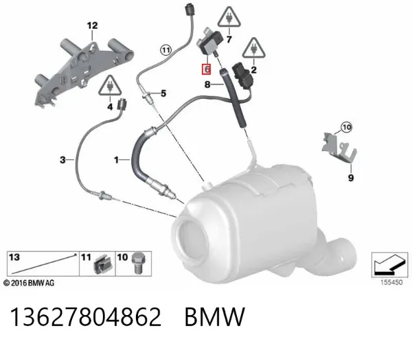 Датчик давления выхлопных газов 13627804862 BMW