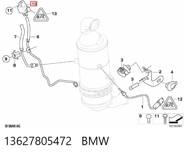 Датчик давления выхлопных газов 13627805472 BMW