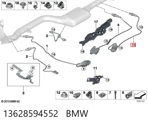 Датчик оксидов азота NOX задний 13628594552 BMW