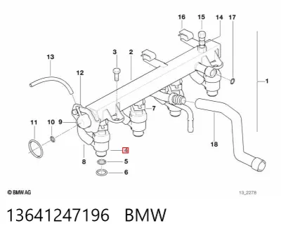 Форсунка впрыска топлива BMW 13641247196