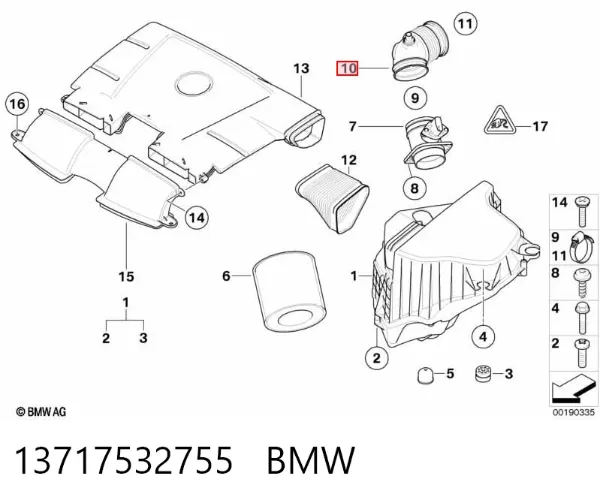 Патрубок расходомера воздуха BMW 3 E90