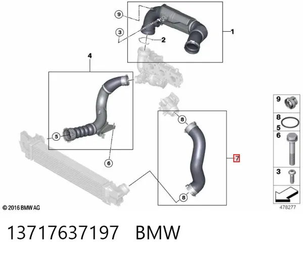 Патрубок интеркулера 13717637197 BMW