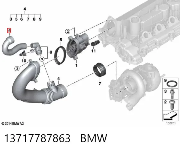Патрубок вентиляции картерных газов 13717787863 BMW