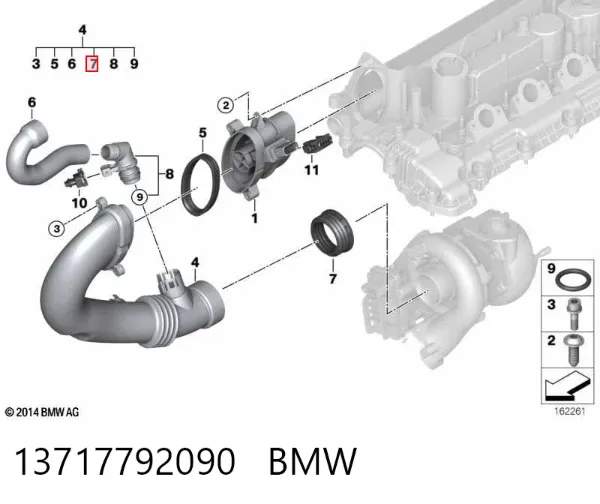 Прокладка турбины нагнетаемого воздуха, прием 13717792090 BMW