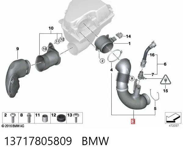 Патрубок расходомера воздуха 13717805809 BMW