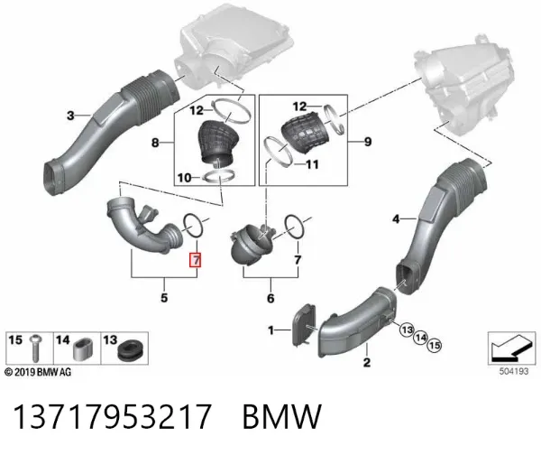 Уплотнительное кольцо (прокладка) патрубка интеркуллера 13717953217 BMW
