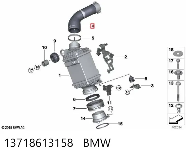 Патрубок интеркулера 13718613158 BMW