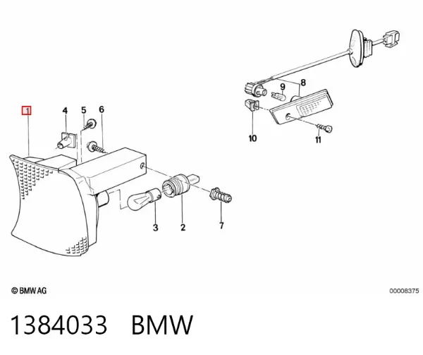 Поворотник левый 1384033 BMW