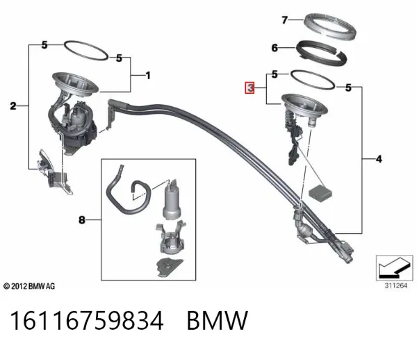 Датчик уровня топлива в баке левый 16116759834 BMW