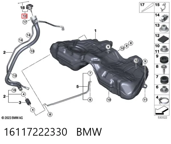 Крышка бензобака 16117222330 BMW