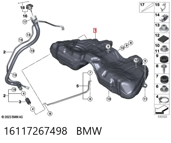 Бензобак 16117267498 BMW
