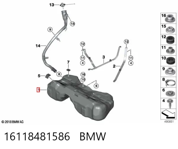 Бензобак 16118481586 BMW